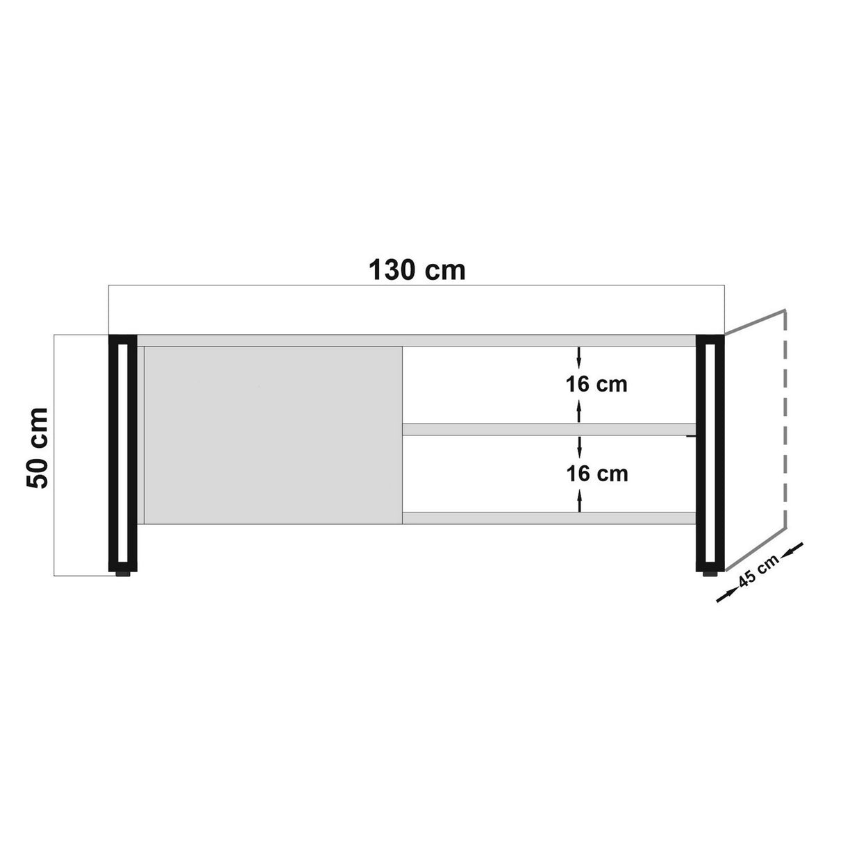 TV Meubel Arcas Atlantisch Dennenhout Zwart Melamine 130x50x45 cm