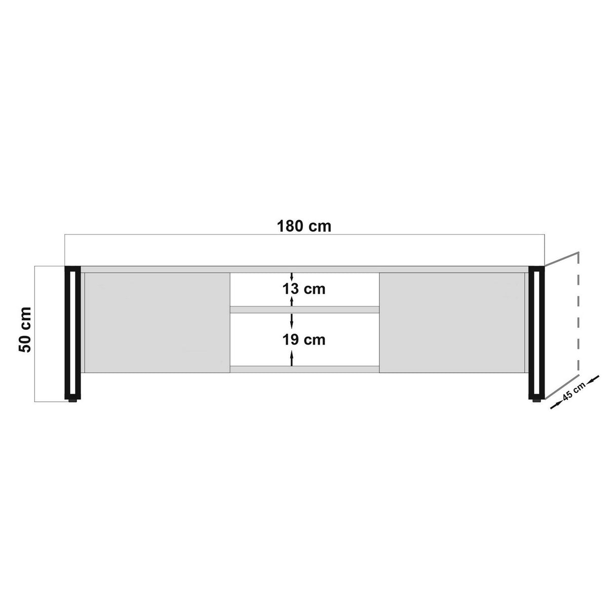 TV Meubel Arcas Atlantisch Dennenhout Zwart Melamine 180x50x45 cm