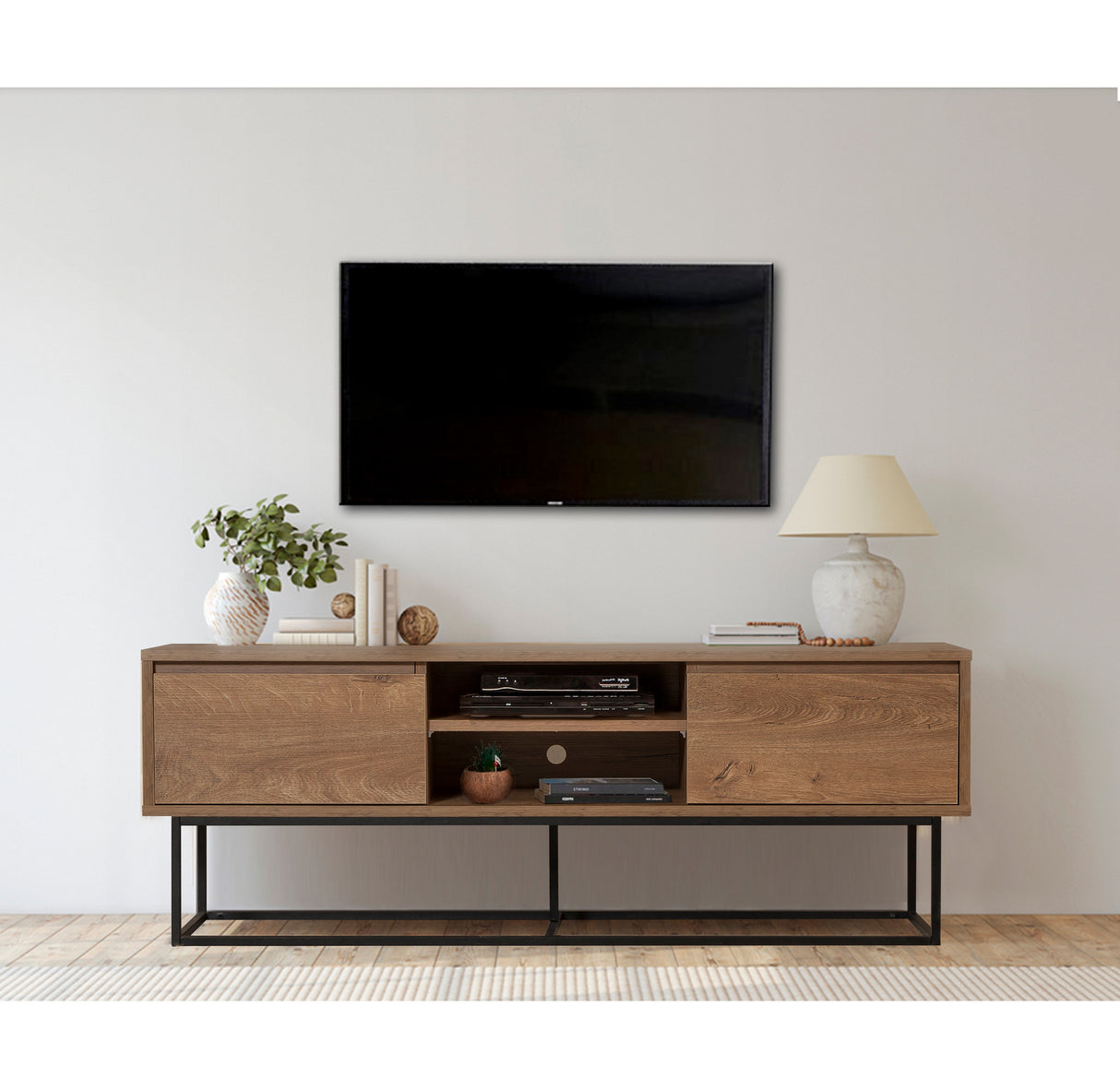 TV Meubel Rodez Walnoot Zwart Melamine 140x50x40 cm