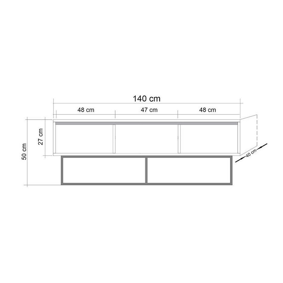 TV Meubel Milo Walnoot Zwart Melamine 140x50x40 cm