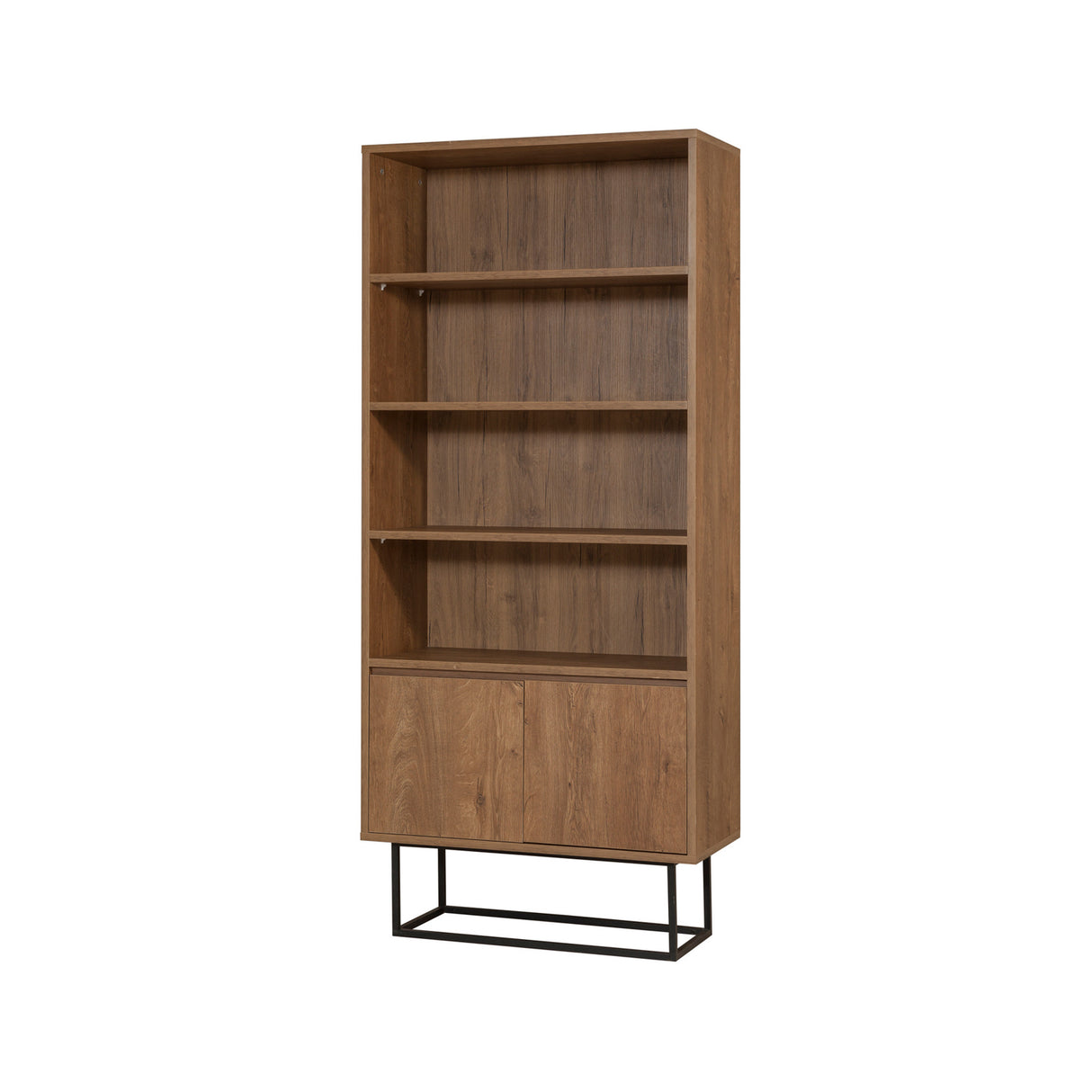 Boekenkast Rea Walnoot Zwart Melamine 80x182x36 cm