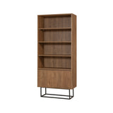 Boekenkast Rea Walnoot Zwart Melamine 80x182x36 cm