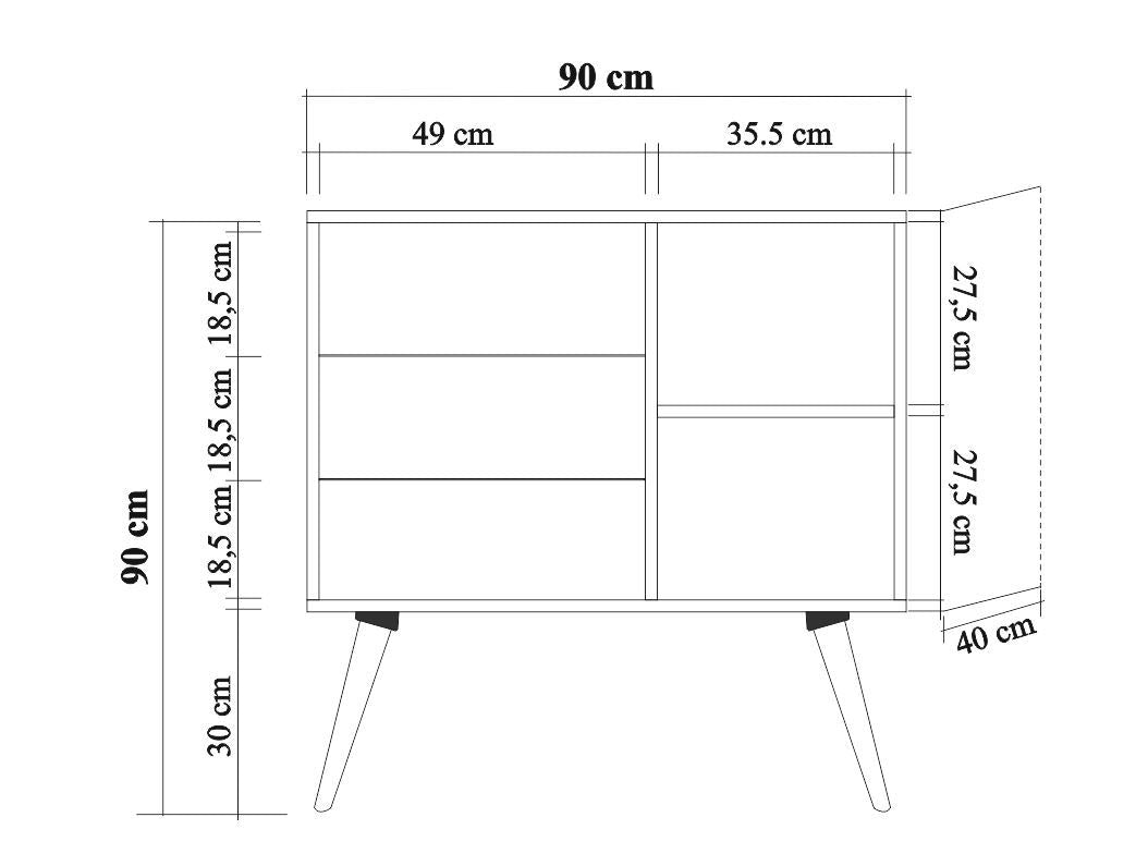 Ladekast Verybox Sonoma Eik Melamine 90x90x40 cm