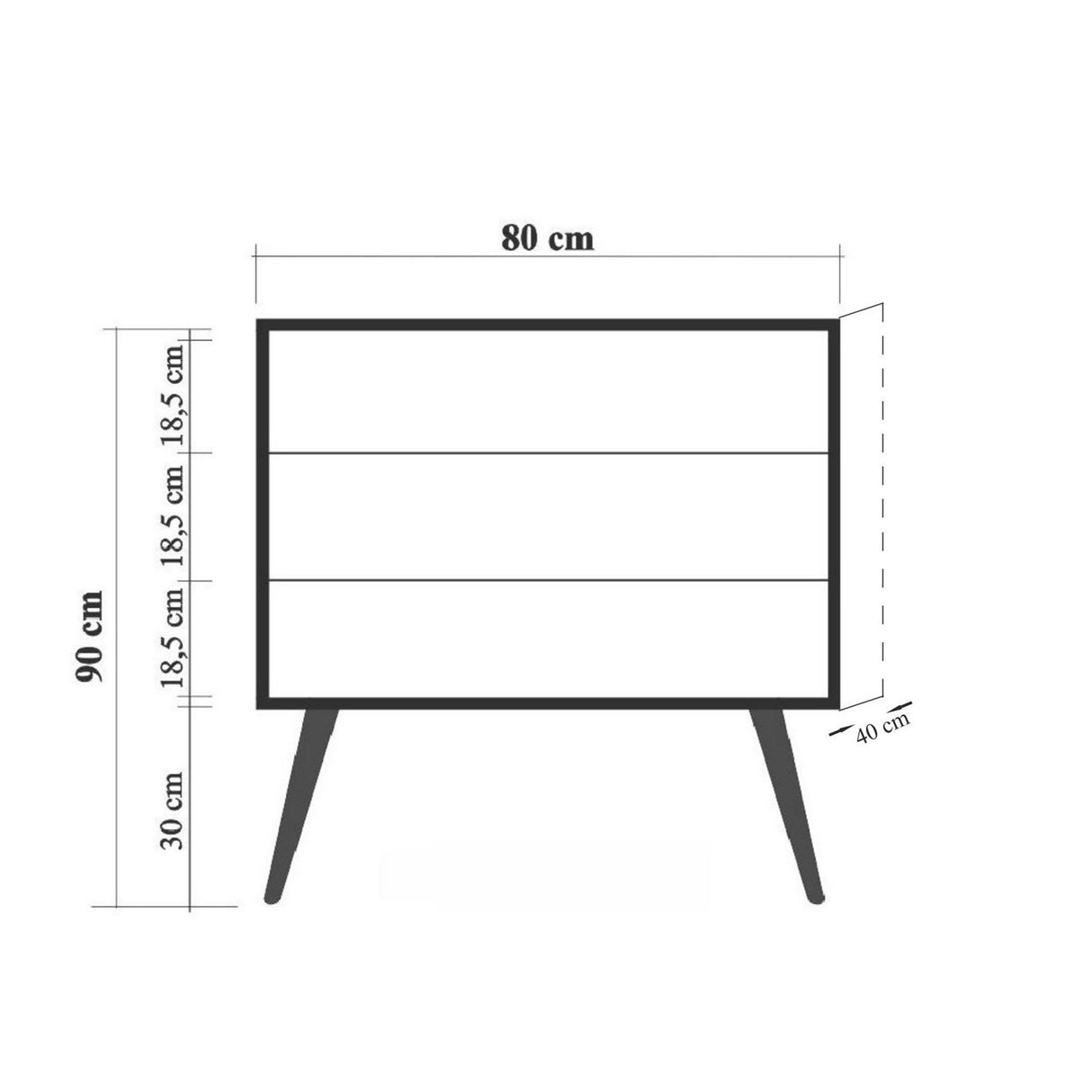 Ladekast City Trio Multicolor Melamine 80x89x40 cm