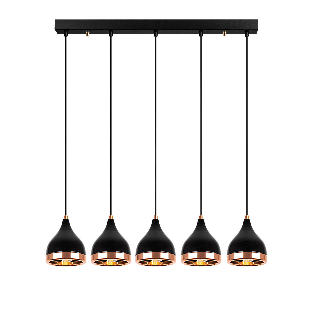 Hanglamp 5-lichts Zwart Koper Metaal Grip