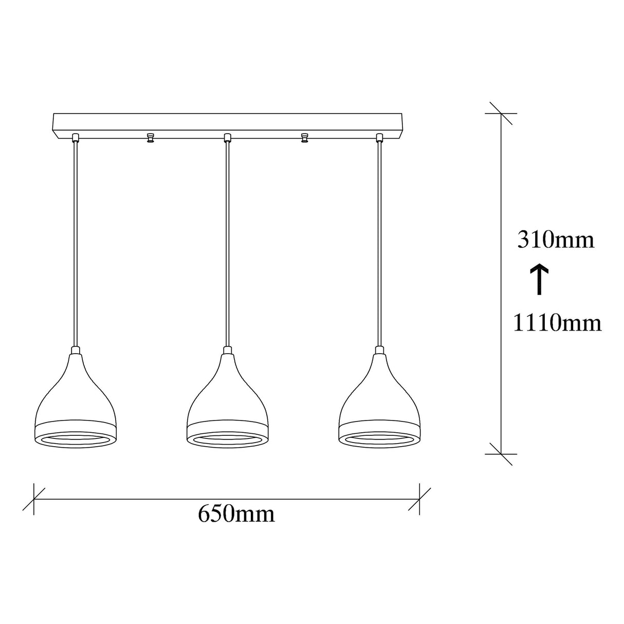 Hanglamp 3-lichts Zwart Koper Metaal Grip