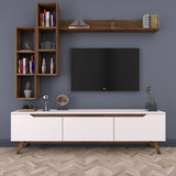 TV Meubel Set Iona Wit Donker Walnoot Melamine 180x48,6x35 cm