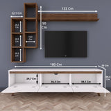 TV Meubel Set Iona Wit Donker Walnoot Melamine 180x48,6x35 cm