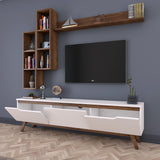 TV Meubel Set Iona Wit Donker Walnoot Melamine 180x48,6x35 cm