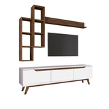 TV Meubel Set Iona Wit Donker Walnoot Melamine 180x48,6x35 cm