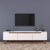 TV Meubel Osiris Wit Donker Walnoot Melamine 180x48,6x35 cm