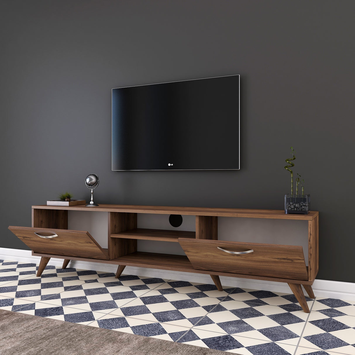 TV Meubel Corfu Walnoot Melamine 180x48,6x35 cm