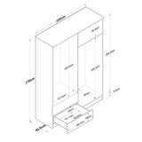 Kledingkast Aspen Walnoot Wit Melamine 120x170x42,5 cm