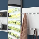 Kapstok Wit Melamine 9-Haaks - Met Spiegel - Twee Plankjes