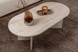 Ovale salontafel travertin melamine - Japandi -  119x60 cm - Sota