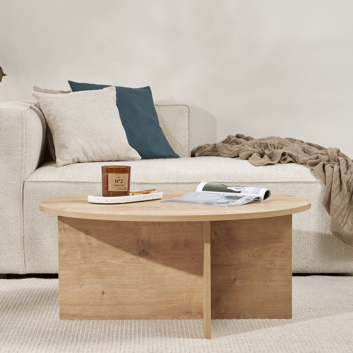 Ronde salontafel Dakota eiken melamine 90x90x40 cm