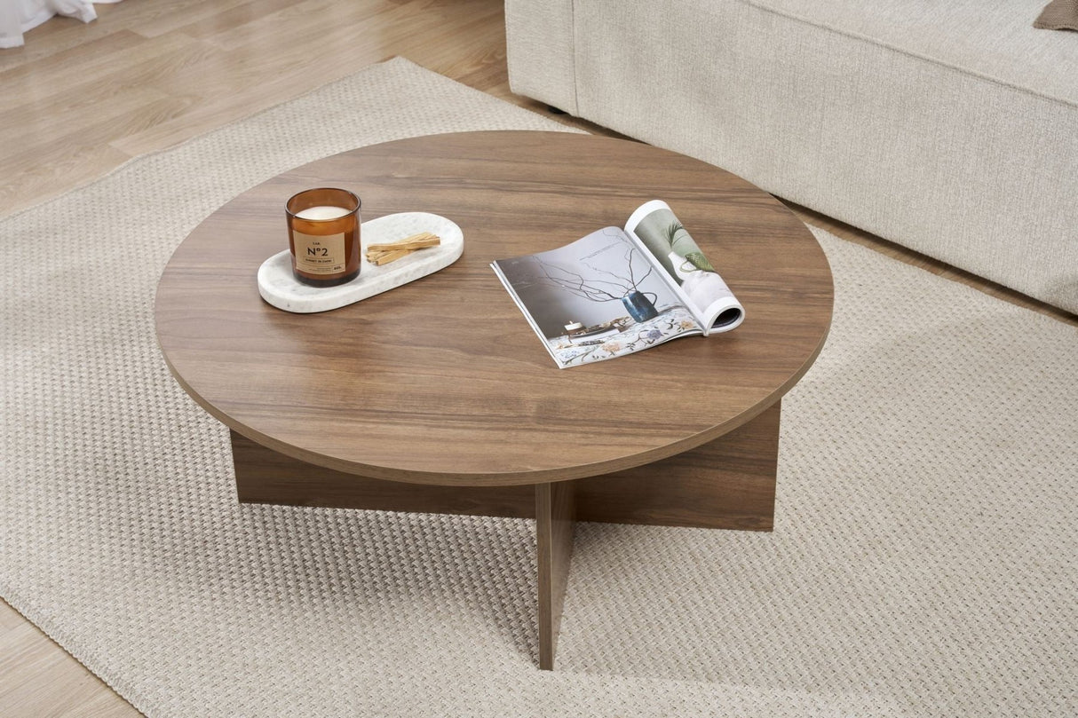 Ronde salontafel Dakota walnoot melamine 90x90x40 cm