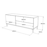 TV Meubel Mistral Zilver Zwart Melamine 120x46,4x35,5 cm