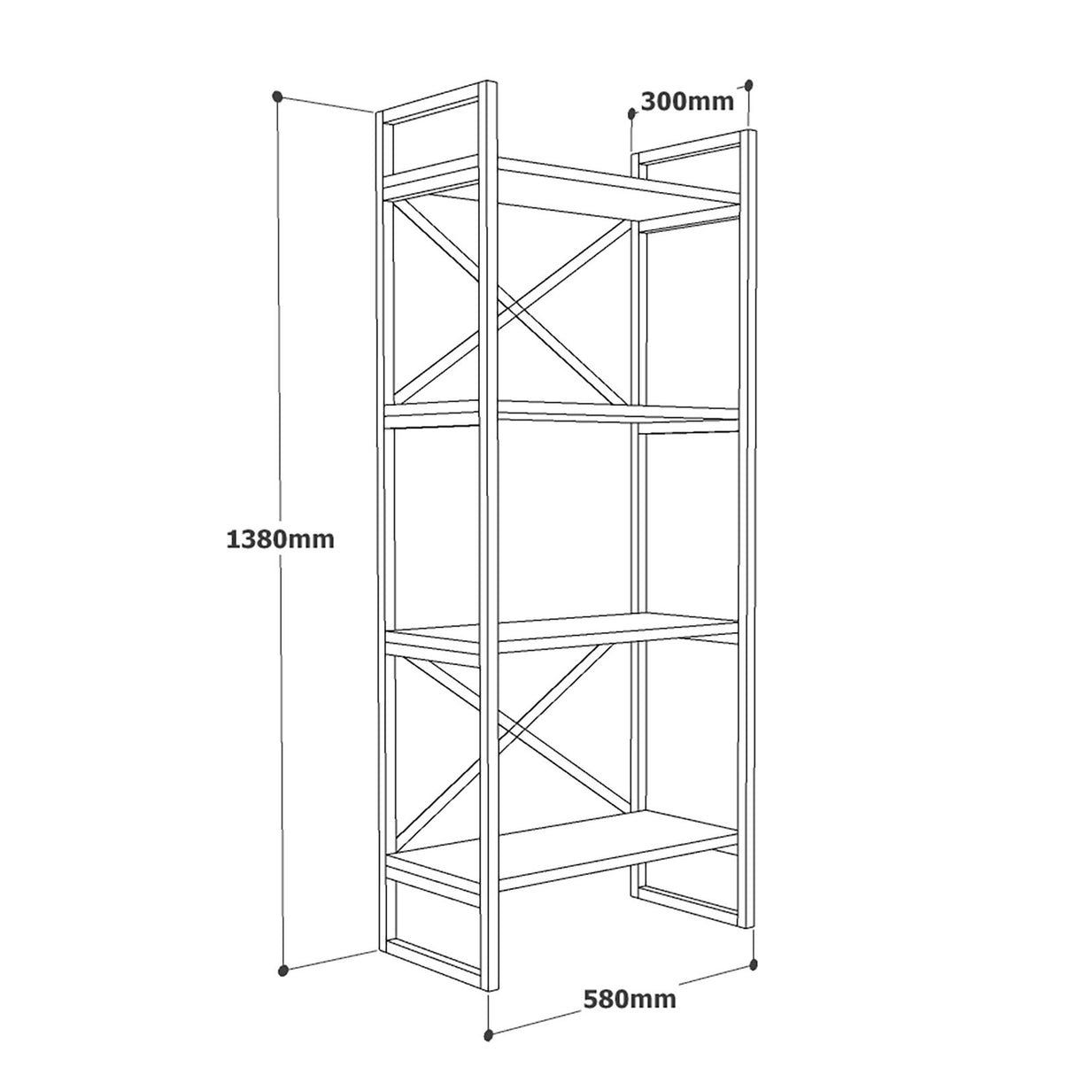 Boekenkast Caspian Atlantisch Dennenhout Melamine 58x138x30 cm