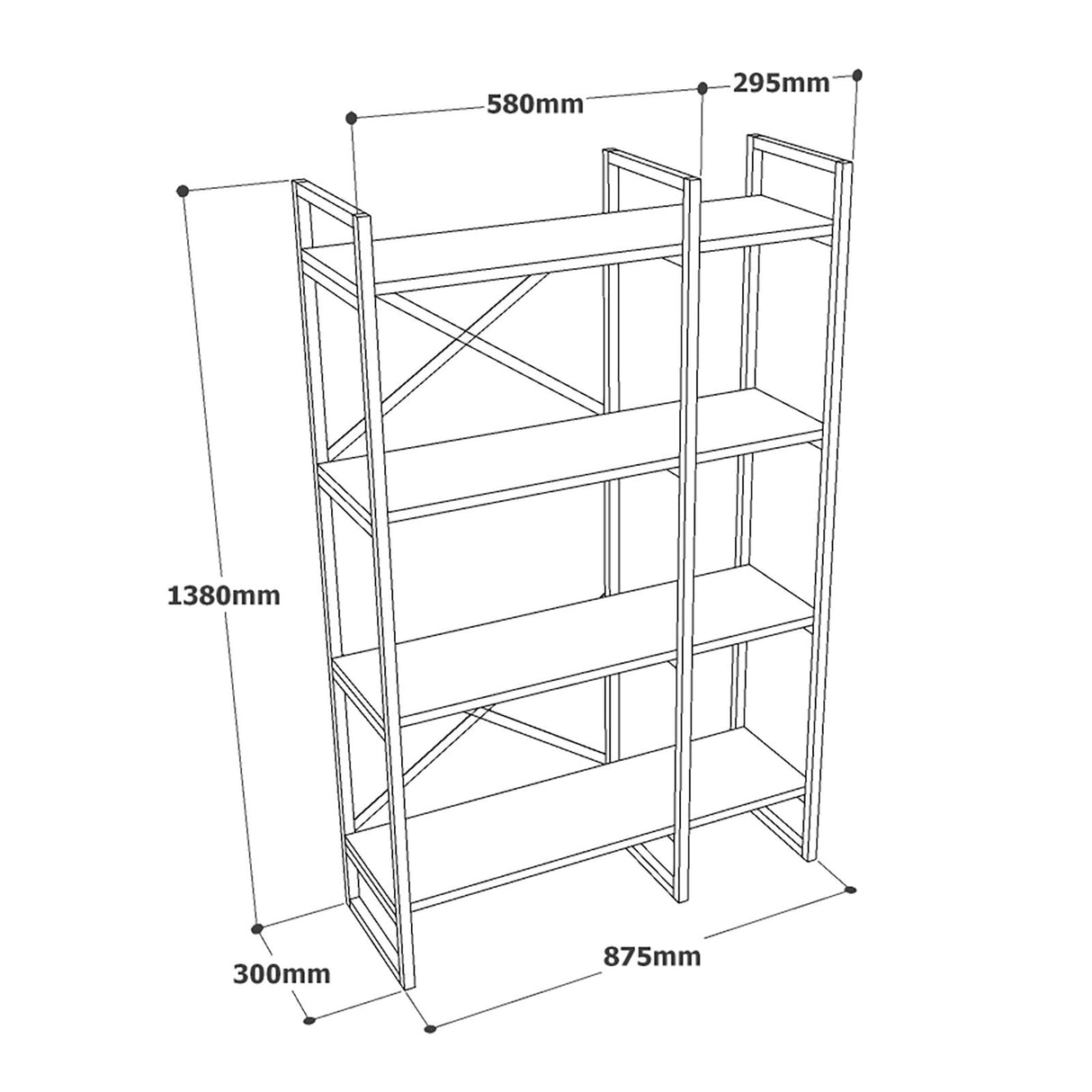 Boekenkast Cascade Atlantisch Dennenhout Melamine 87,5x138x30 cm