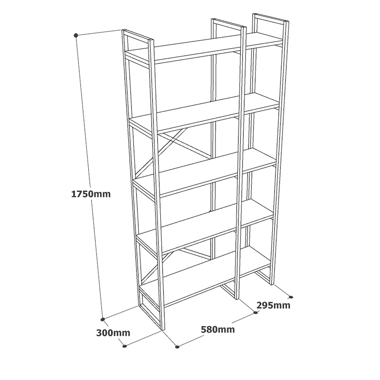 Boekenkast Cascade Atlantisch Dennenhout Melamine 87,5x175x30 cm