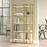 Boekenkast Valdis Wit Goud Melamine 87,5x175x30 cm