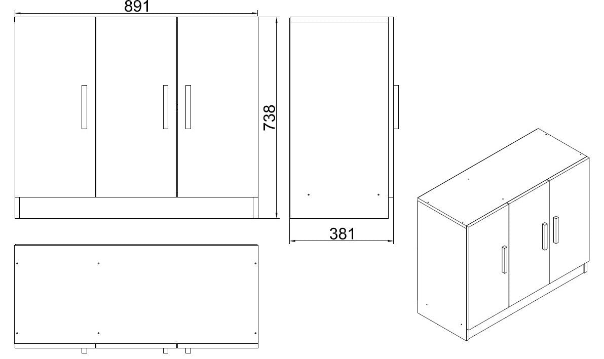 Wandkast Delta Wit Melamine 89,9x73,8x38,1 cm