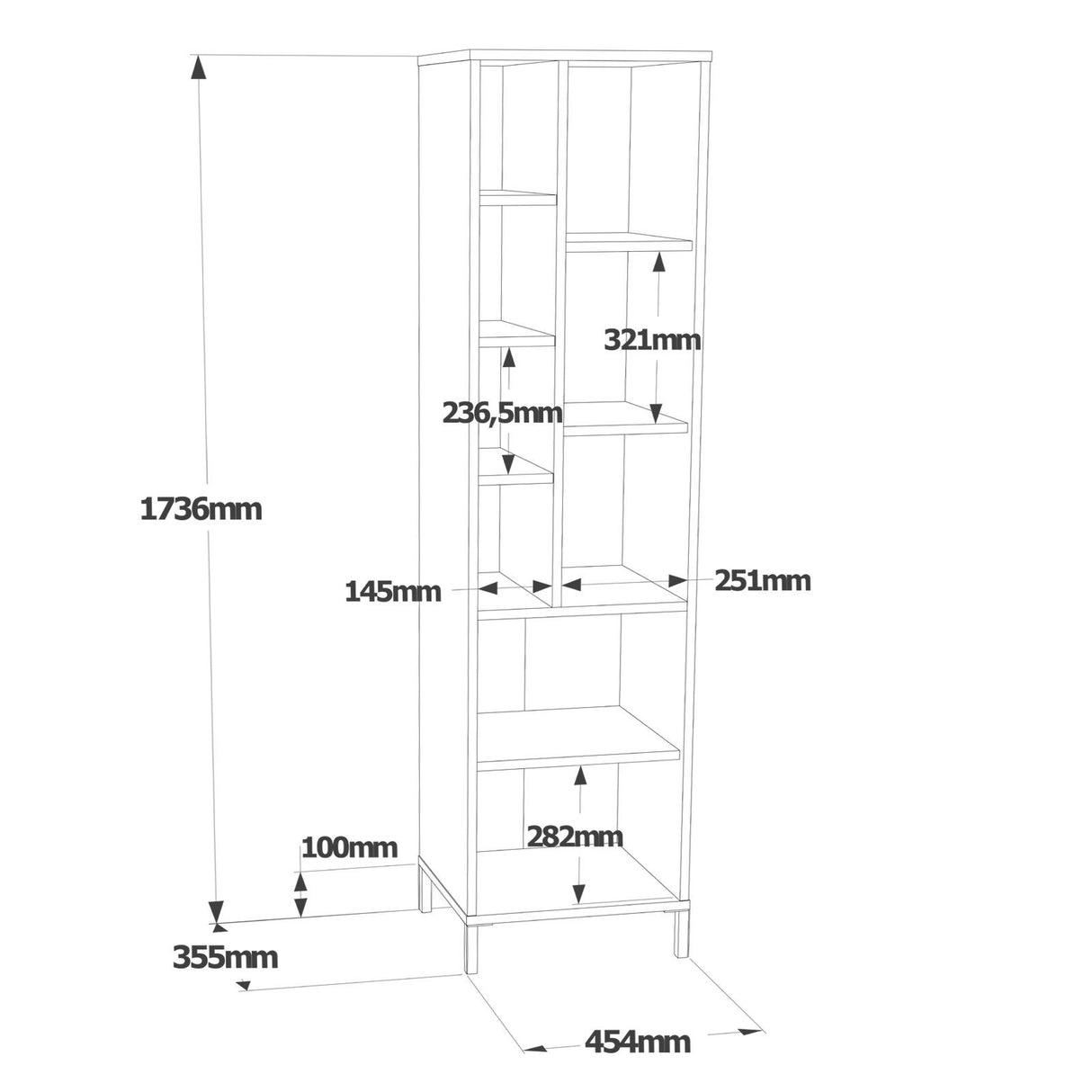 Wandkast Lumen Wit Melamine 45x173,6x35,5 cm