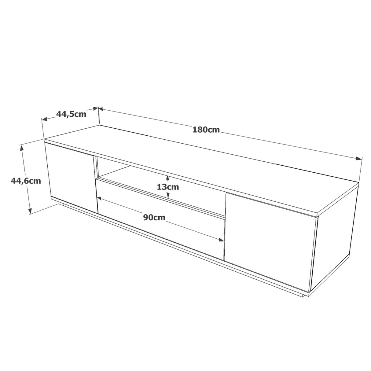 TV Meubel Vesper Atlantisch Dennenhout Antraciet Melamine 180x44,6x44,5 cm