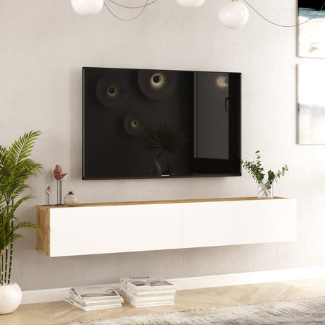 TV Meubel Turin Atlantisch Dennenhout Wit Melamine 180x29,6x31,6 cm