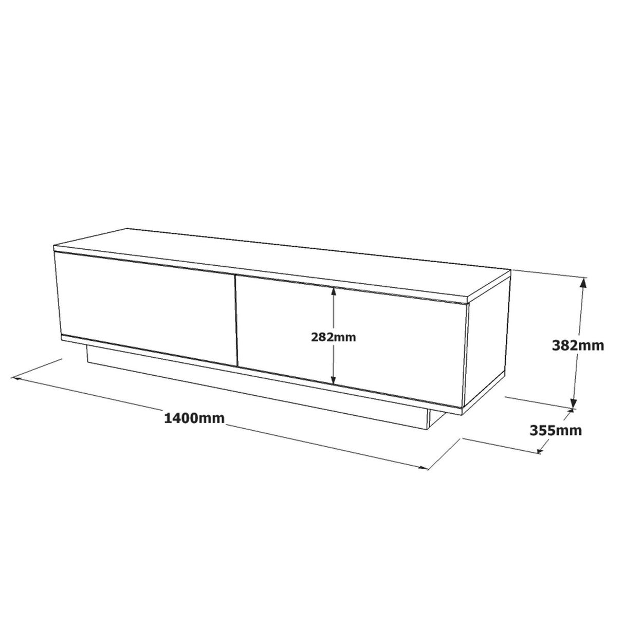 TV Meubel Merida Wit Melamine 140x38,2x35,5 cm