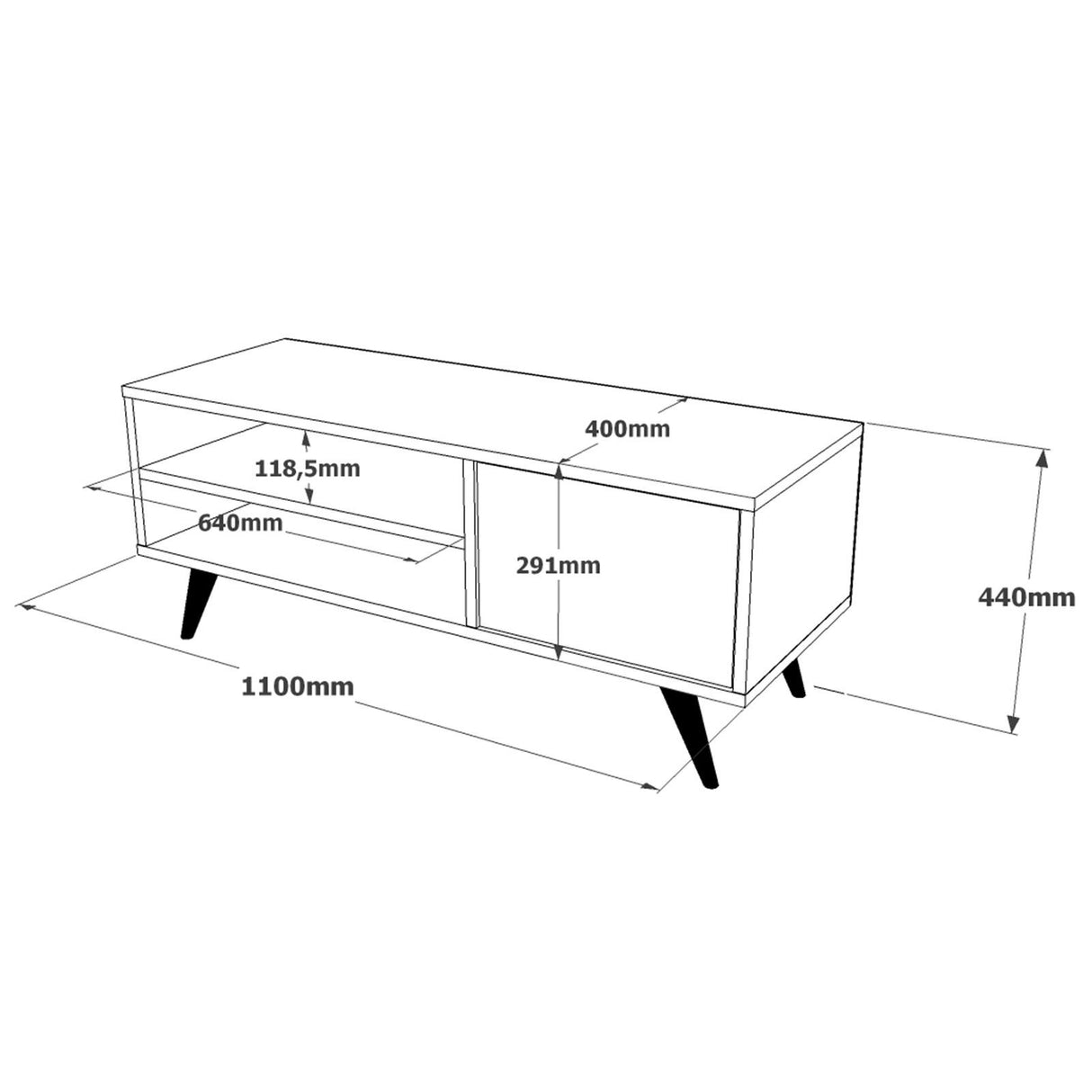 TV Meubel Riva Atlantisch Dennenhout Melamine 110x44x40 cm