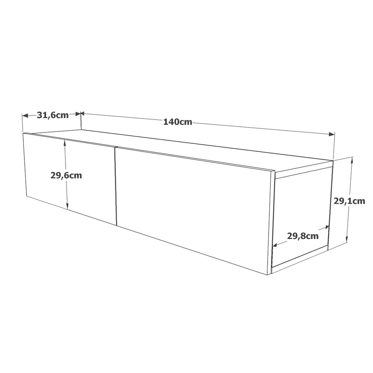 TV Meubel Set Isla Atlantisch Dennenhout Wit Melamine 140x29,1x31,6 cm