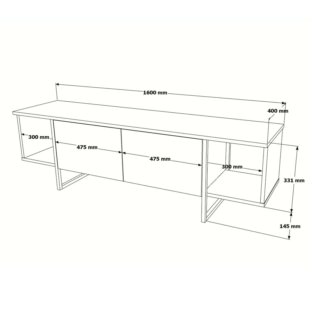 TV Meubel Hespera Wit Goud Melamine 160x47,6x40 cm