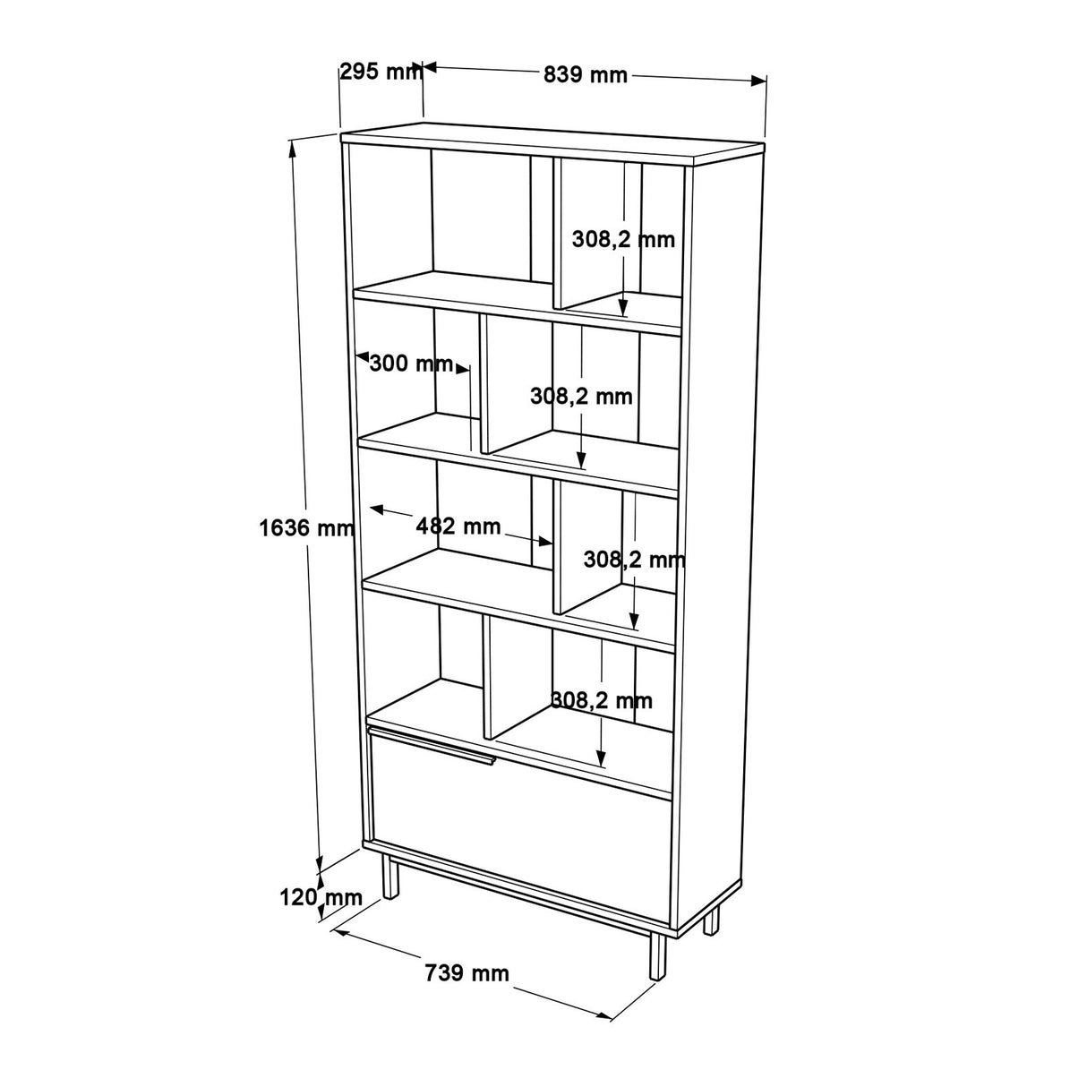 Boekenkast Kosmos Walnoot Eik Melamine 83,9x175,6x29,5 cm