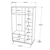 Kledingkast Kosmos Walnoot Eik Melamine 112,2x195,6x55 cm