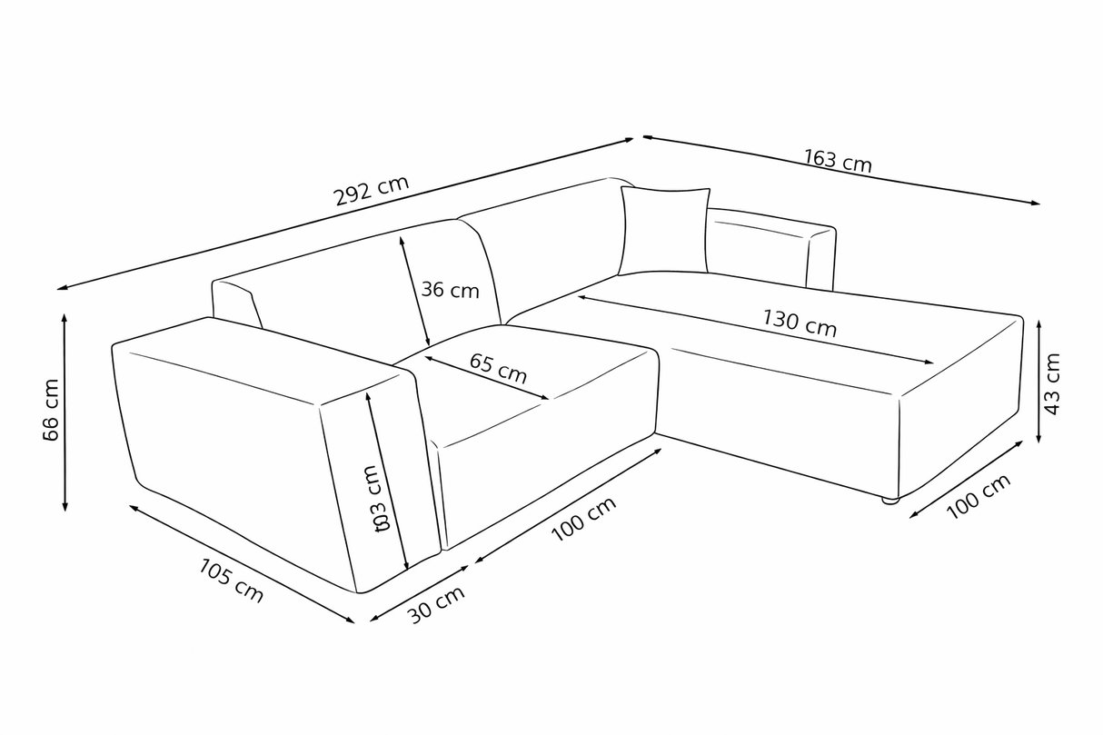 Hoekbank taupe chenille Wayne 260 cm - hoek links en rechts monteerbaar