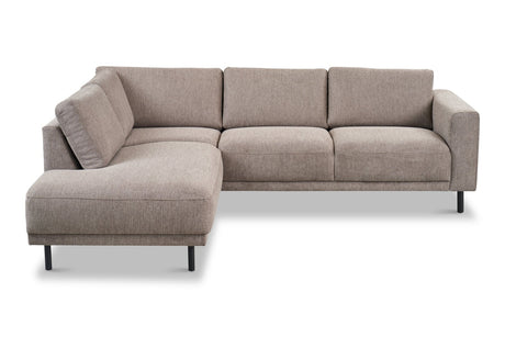 Moderne 3-zits Hoekbank Links Taupe Stof Aniko met Lounger 240x197x78 cm