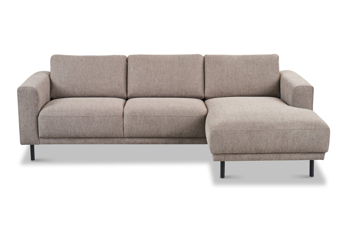 Moderne Hoekbank Rechts Taupe Stof Aniko met Chaise Longue 238x142x78 cm