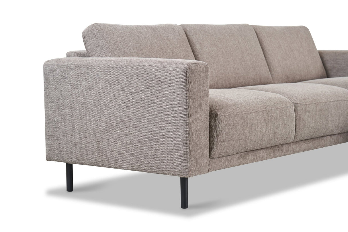Moderne Hoekbank Rechts Taupe Stof Aniko met Chaise Longue 238x142x78 cm