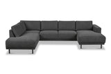 Moderne U-Bank hoekbank Antraciet Stof Aniko links 310x197x78 cm