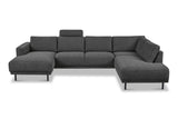 Moderne U-Bank hoekbank Antraciet Stof Aniko rechts 310x197x78 cm