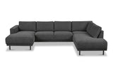 Moderne U-Bank hoekbank Antraciet Stof Aniko rechts 310x197x78 cm