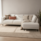 Moderne 3-zits Hoekbank Rechts Beige Stof Aniko met Lounger 240x197x78 cm