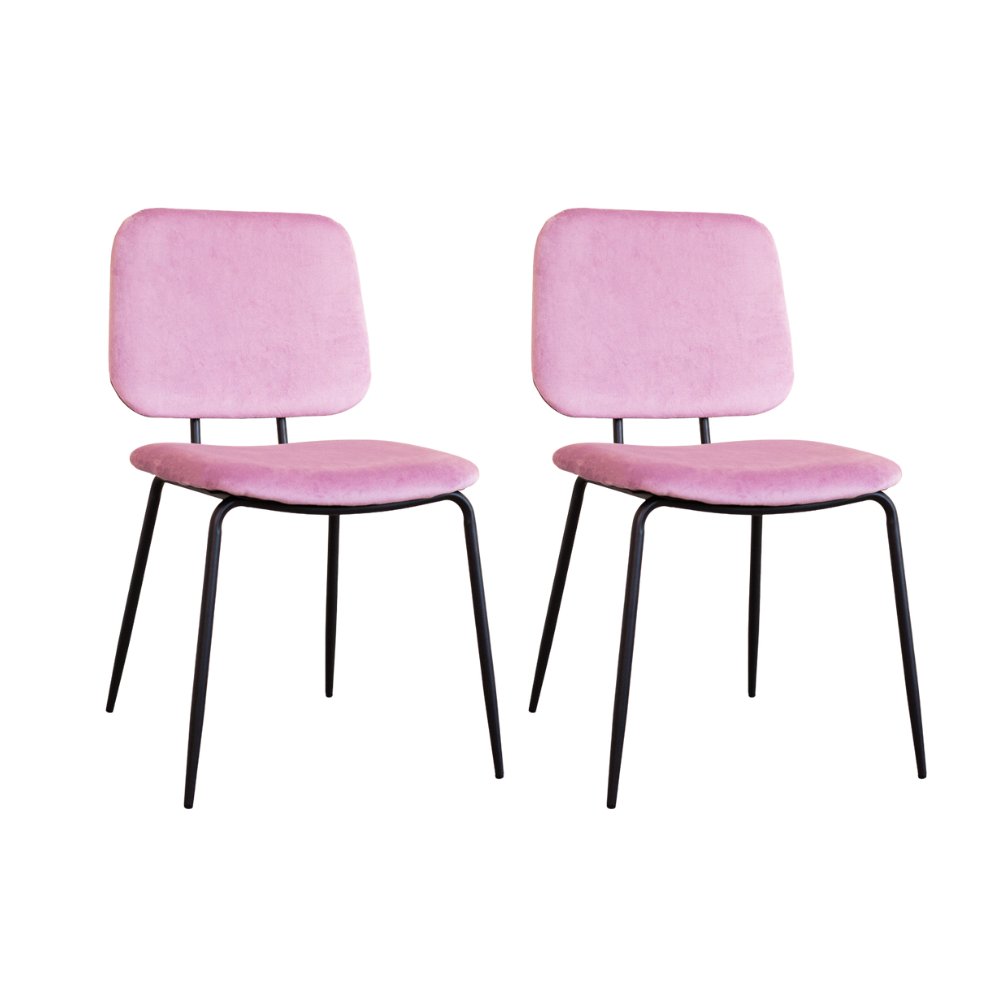 Set van 2 eetkamerstoelen Jerry velvet roze