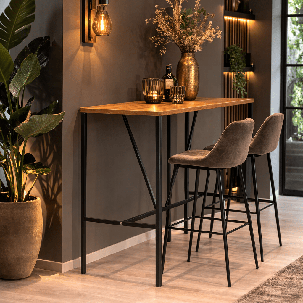 Bartafel Walnoot melamine - 90 x 48 cm - 92 cm hoog - North