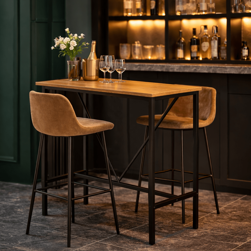 Bartafel Walnoot melamine - 90 x 48 cm - 92 cm hoog - North