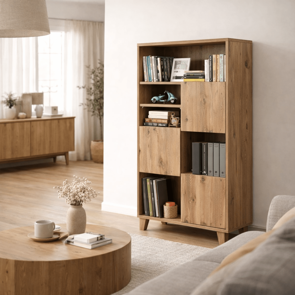 Boekenkast Marina Flora Atlantisch Dennenhout Melamine 80x155x36 cm