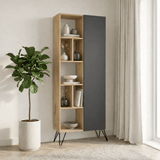 Boekenkast Jedda Eik Antraciet Melamine 79x190x32 cm