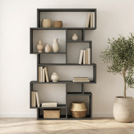 Boekenkast Karmato Antraciet Melamine 96x168,5x25,5 cm